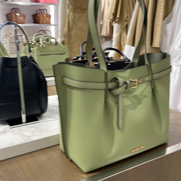 MICHAEL KORS Emilia Large Pebbled Leather Tote Bag Light Sage COLOR - Picture 2 of 16